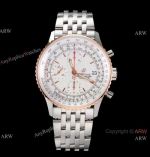 Swiss Grade Breitling Navitimer 1 Chronograph KOR A7750 Copy Watch Rose Gold Bezel White Dial_th.jpg